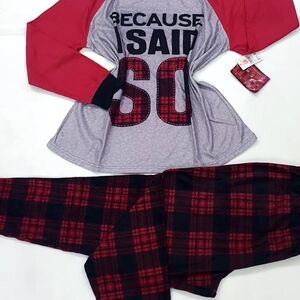 Women's 'Because I Said So' Raglan Sleeve Plaid Pajama Set